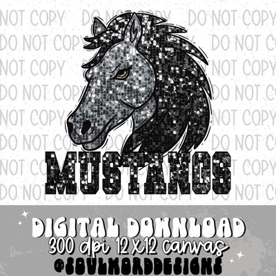 Silver Mustangs Sequin Mascot - DIGITAL DOWNLOAD