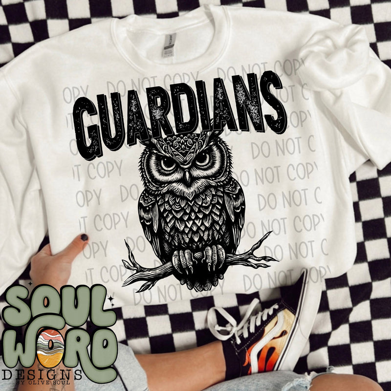 Guardians Owl Mascot Black & White - DIGITAL DOWNLOAD