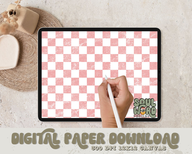 Mauve Checker 12x12 Digital Paper Design - DIGITAL DOWNLOAD