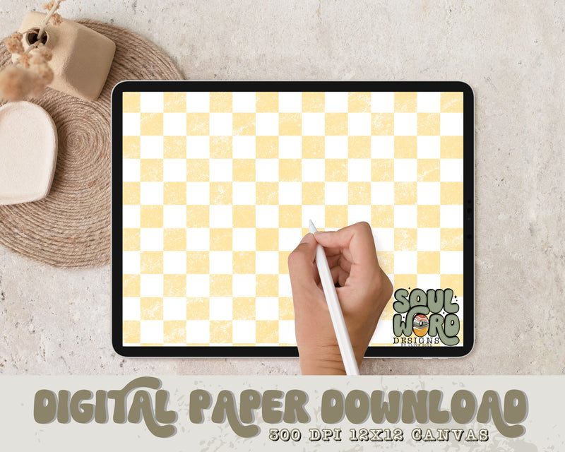 Sunshine Checker 12x12 Digital Paper Design - DIGITAL DOWNLOAD