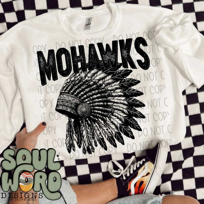 Mohawks Mascot Black & White - DIGITAL DOWNLOAD