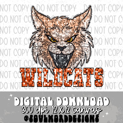 Wildcats Sequin Mascot - DIGITAL DOWNLOAD