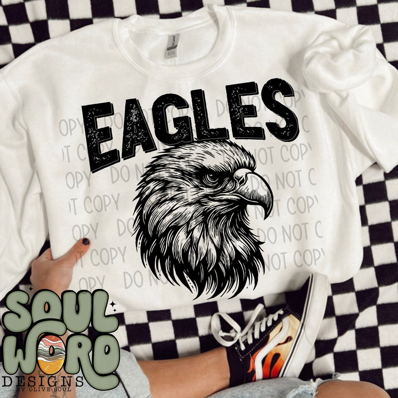 Eagles Mascot Black & White - DIGITAL DOWNLOAD