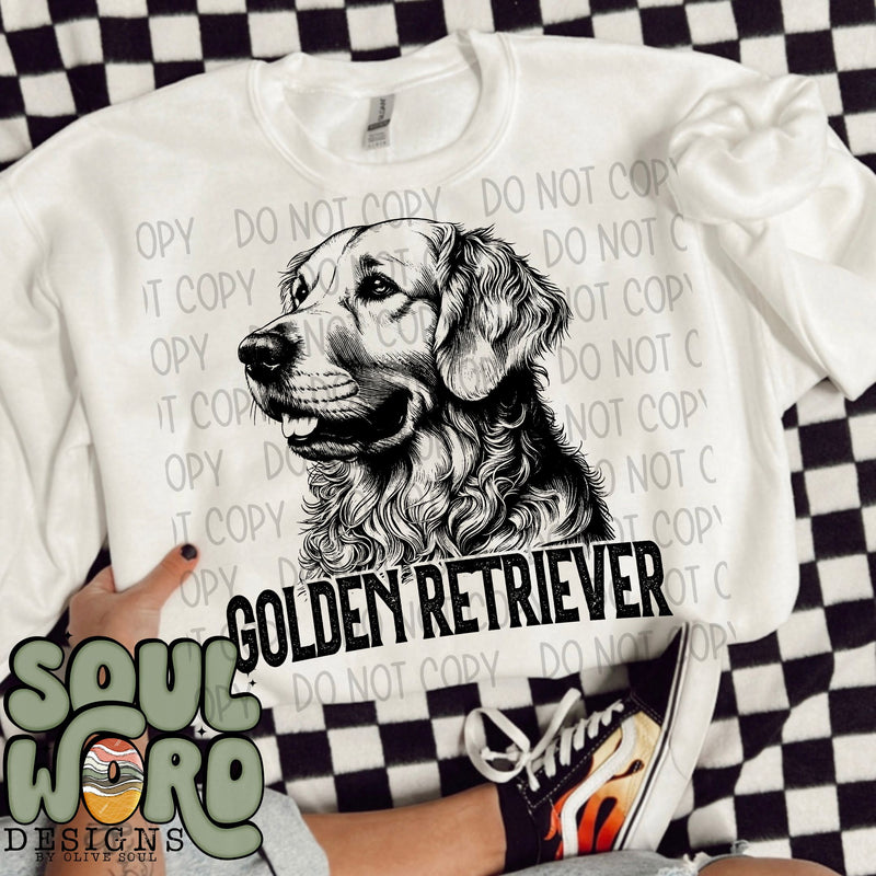 Golden Retriever Dog Portrait Single Color - DIGITAL DOWNLOAD