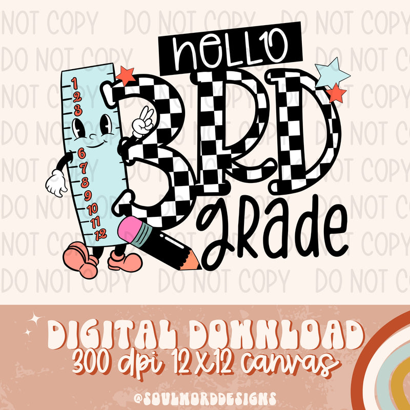 Hello Third Grade Back To School - DIGITAL DOWNLOAD