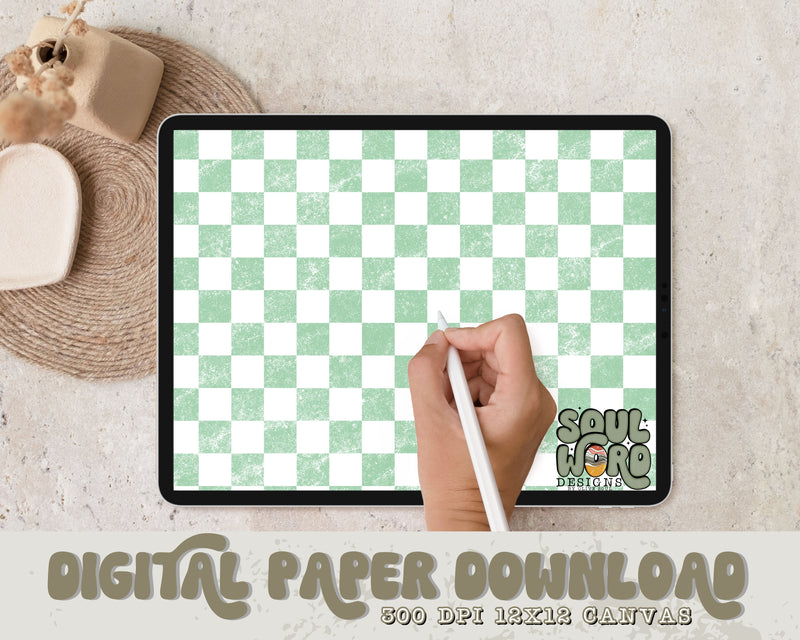 Cactus Checker 12x12 Digital Paper Design - DIGITAL DOWNLOAD