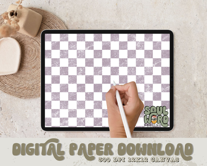 Purple Checker 12x12 Digital Paper Design - DIGITAL DOWNLOAD