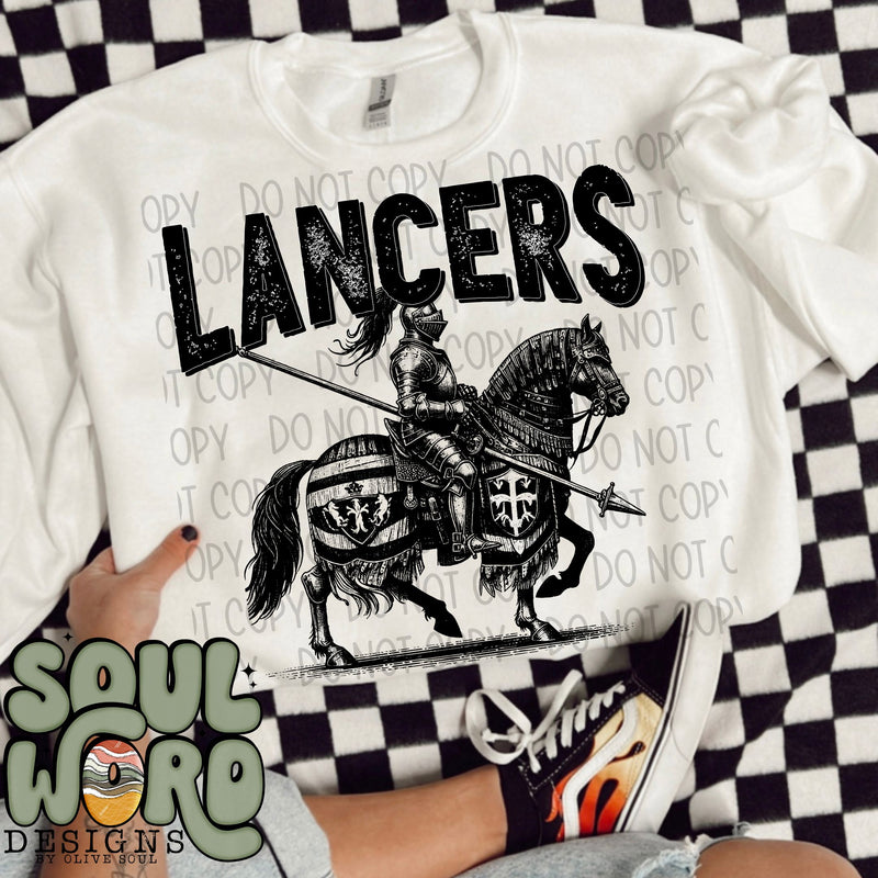 Lancers Mascot Black & White - DIGITAL DOWNLOAD
