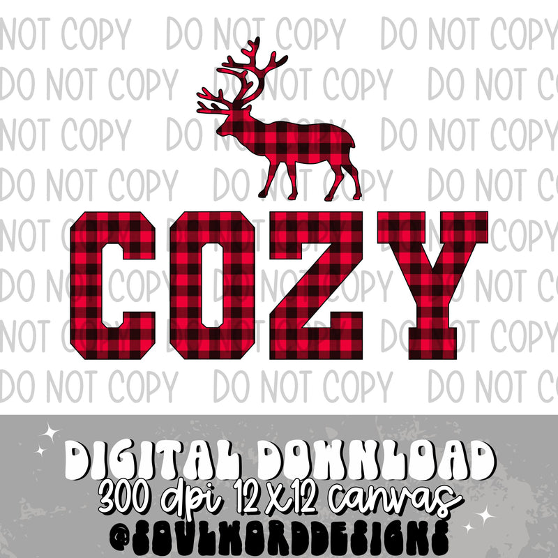 Cozy Buffalo Plaid Moose - DIGITAL DOWNLOAD