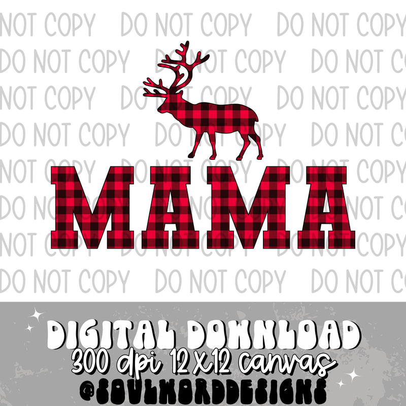 Mama Buffalo Plaid Moose (mama only)  - DIGITAL DOWNLOAD