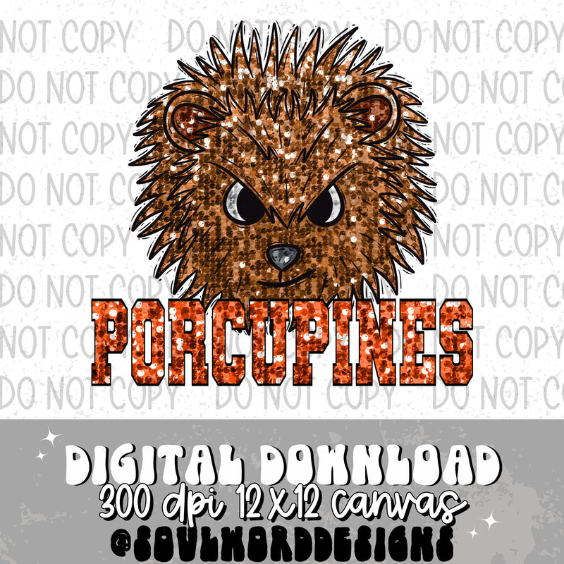 Porcupines Sequin Mascot - DIGITAL DOWNLOAD