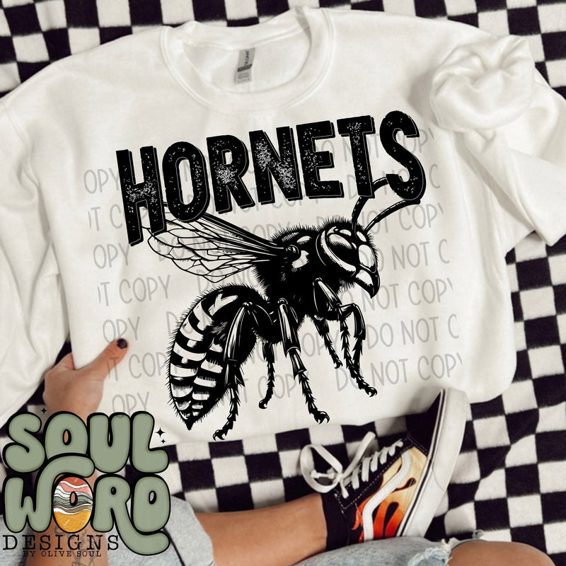 Hornets Mascot Black & White - DIGITAL DOWNLOAD