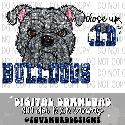 Gray Bulldogs Sequin Mascot - DIGITAL DOWNLOAD