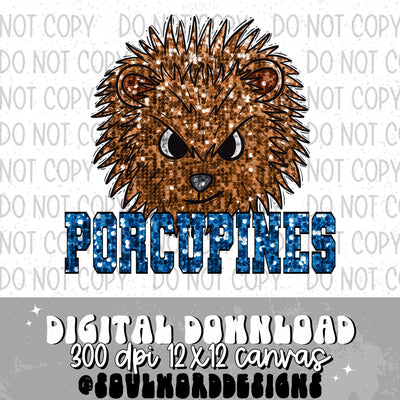 Porcupines Sequin Mascot - DIGITAL DOWNLOAD