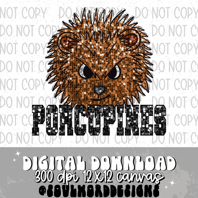 Porcupines Sequin Mascot - DIGITAL DOWNLOAD