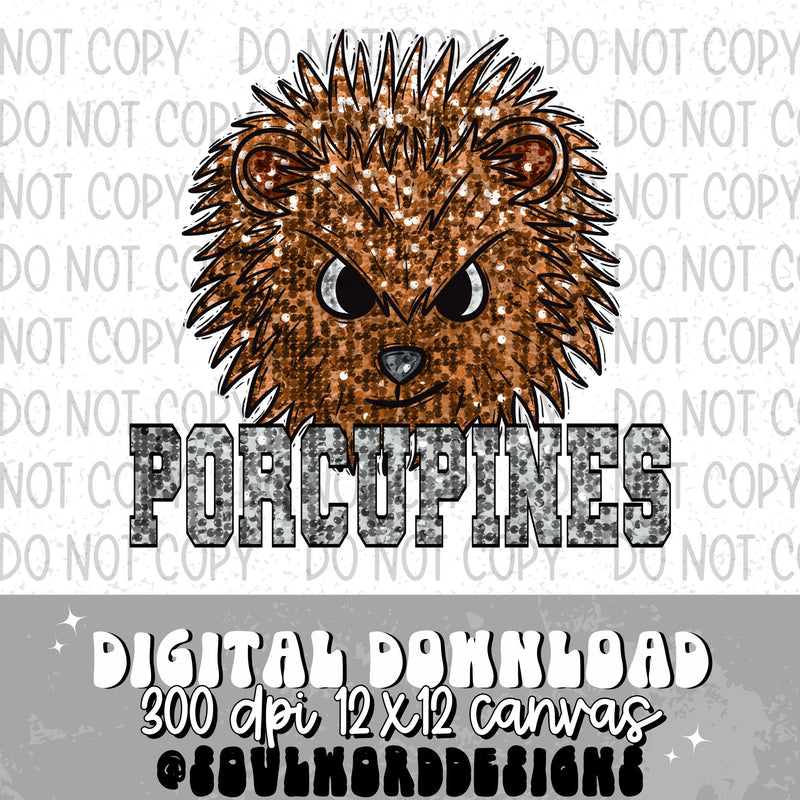 Porcupines Sequin Mascot - DIGITAL DOWNLOAD