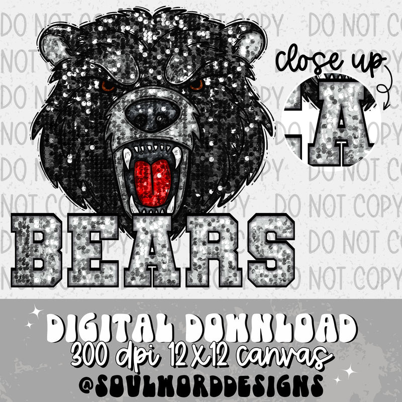 Bears Sequin Mascot - DIGITAL DOWNLOAD