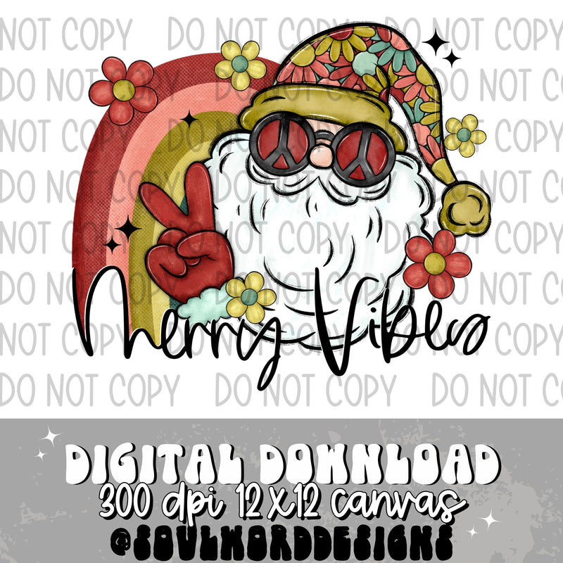 Merry Vibes Retro Santa - DIGITAL DOWNLOAD