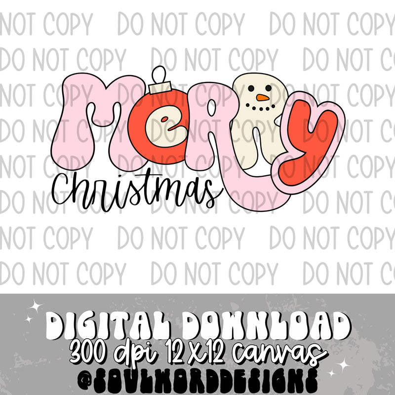 Merry Christmas Ornament Christmas Text - DIGITAL DOWNLOAD