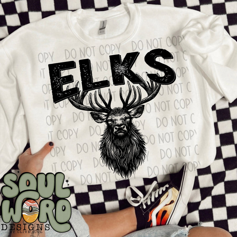 Elks Mascot Black & White - DIGITAL DOWNLOAD