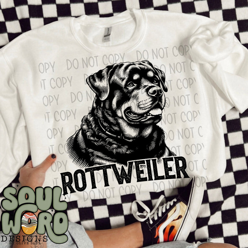 Rottweiler Dog Portrait Single Color - DIGITAL DOWNLOAD