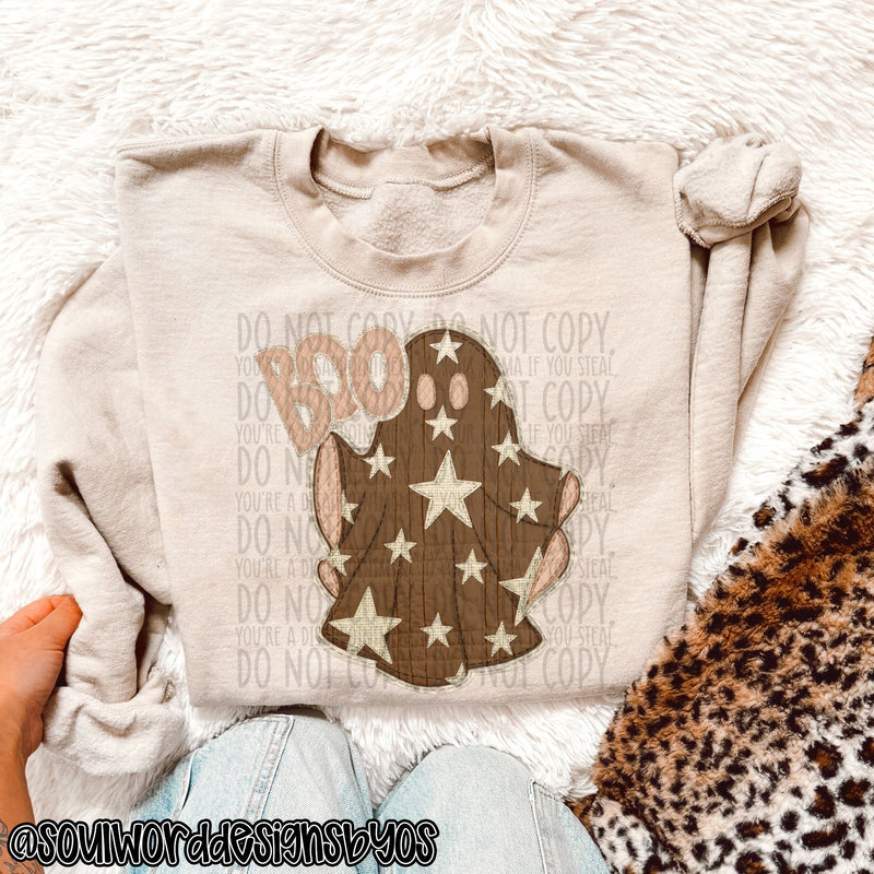 Neutral Faux Quilted Boo Ghost - DIGITAL DOWNLOAD