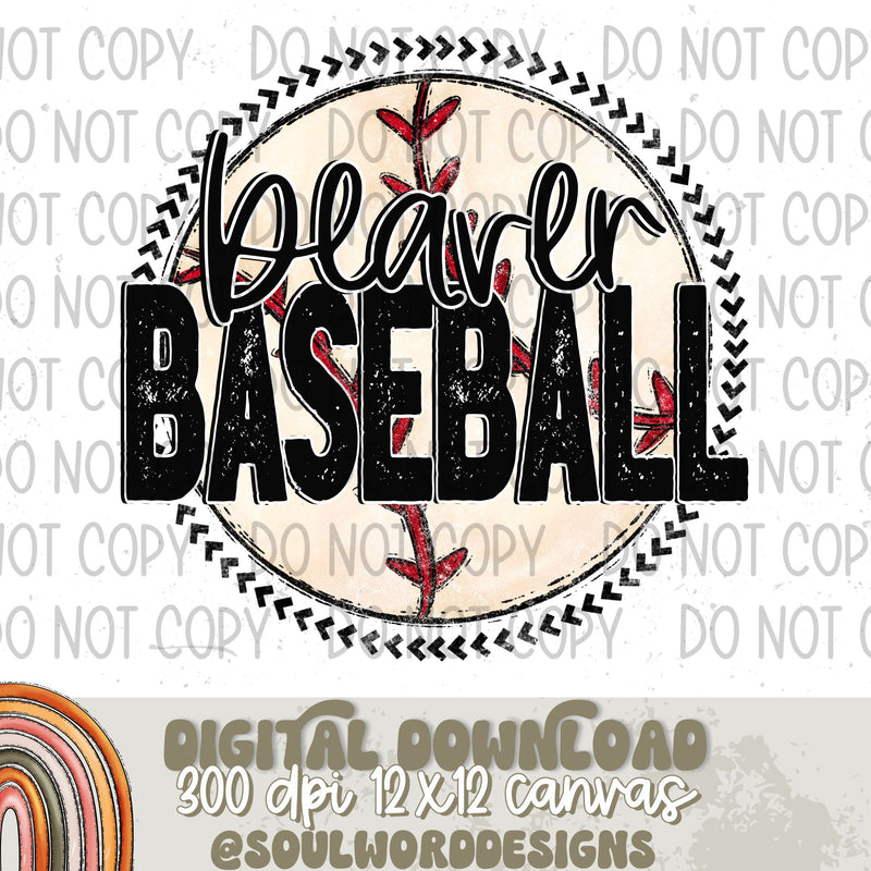 Beaver Baseball Circle Mascot - DIGITAL DOWNLOAD