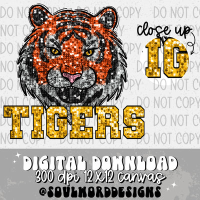 Tigers Sequin Mascot - DIGITAL DOWNLOAD