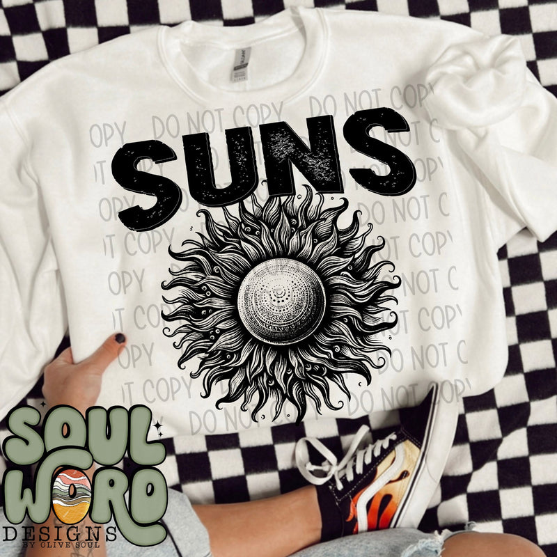 Suns Mascot Black & White - DIGITAL DOWNLOAD