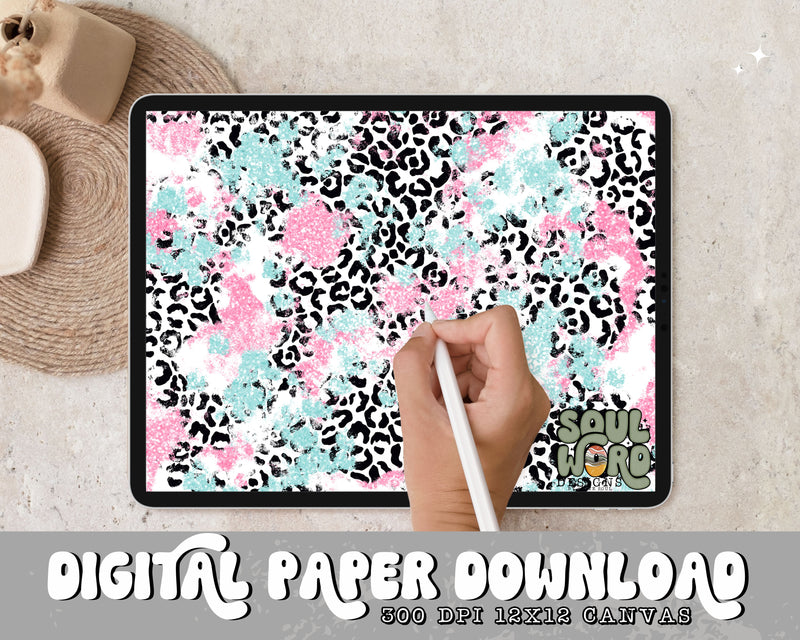 Pink Seafoam Glitter Mashup 12x12 Digital Paper Design - DIGITAL DOWNLOAD