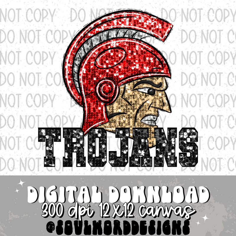 Trojans Sequin Mascot - DIGITAL DOWNLOAD