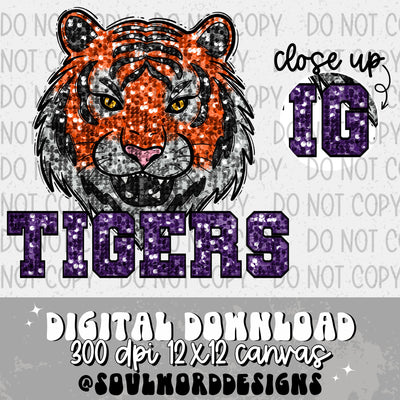 Tigers Sequin Mascot - DIGITAL DOWNLOAD