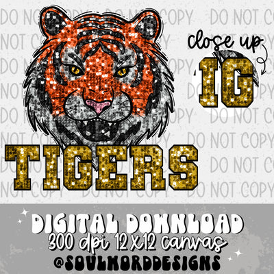 Tigers Sequin Mascot - DIGITAL DOWNLOAD