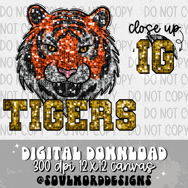 Tigers Sequin Mascot - DIGITAL DOWNLOAD