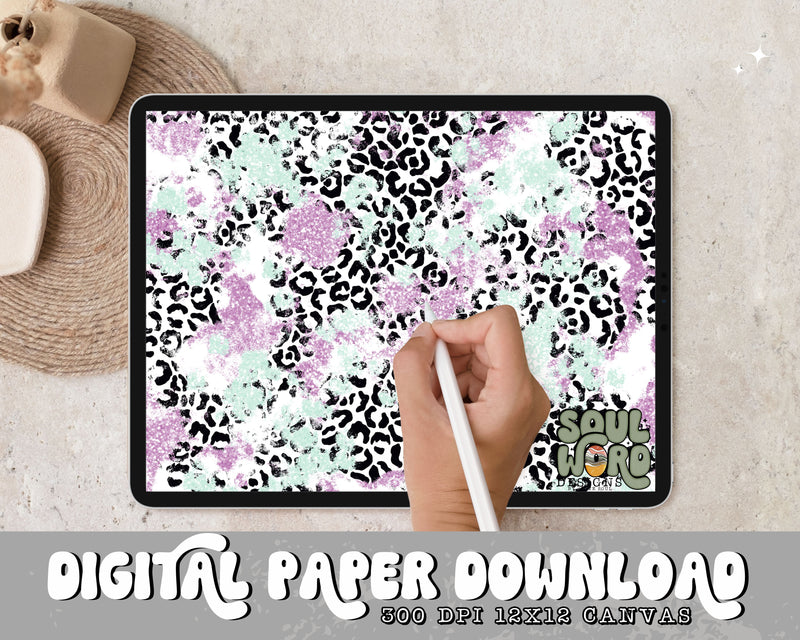 Purple Mint Glitter Mashup 12x12 Digital Paper Design - DIGITAL DOWNLOAD