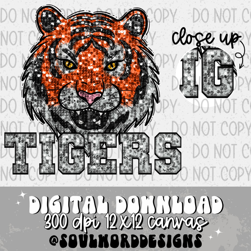 Tigers Sequin Mascot - DIGITAL DOWNLOAD