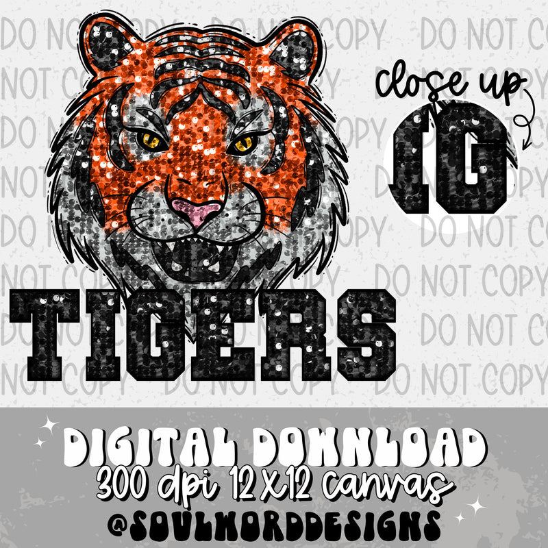 Tigers Sequin Mascot - DIGITAL DOWNLOAD