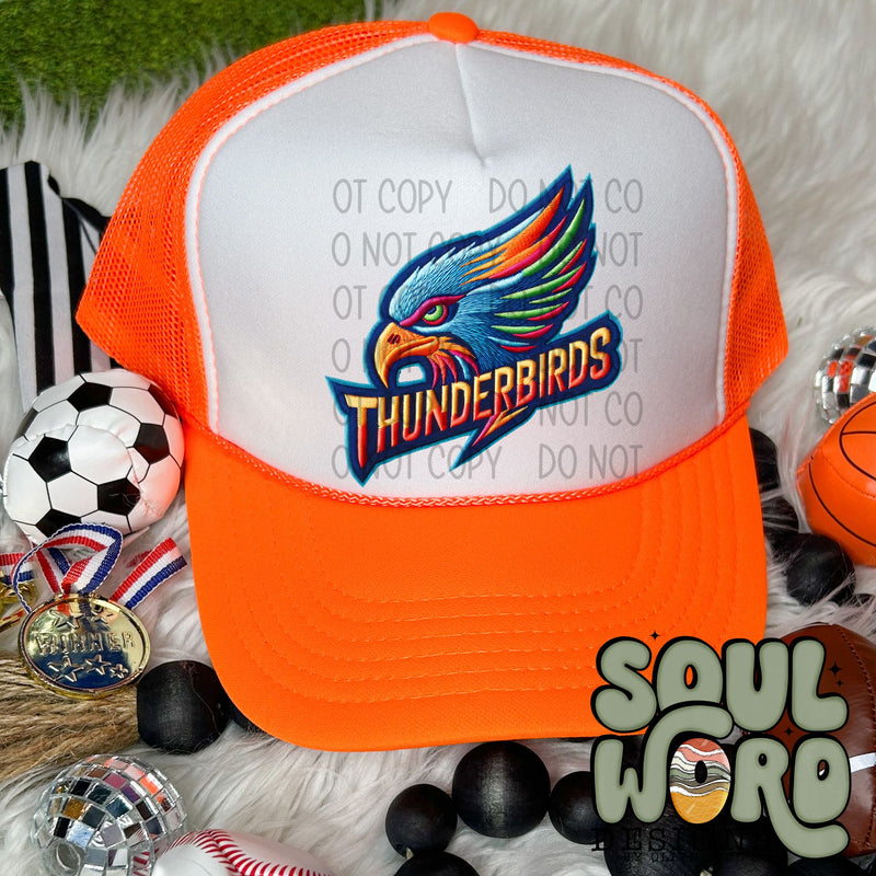 Neon Hat Patch Faux Embroidered Thunderbirds Mascot - DIGITAL DOWNLOAD
