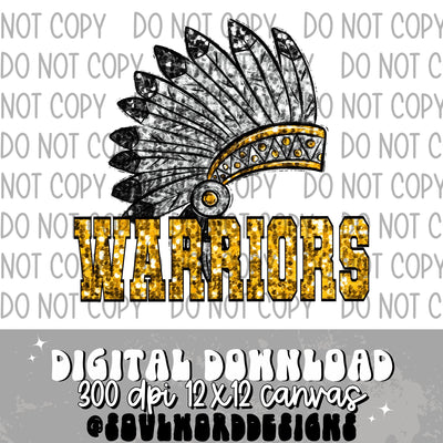 Warriors Head Dress Sequin Mascot - DIGITAL DOWNLOAD