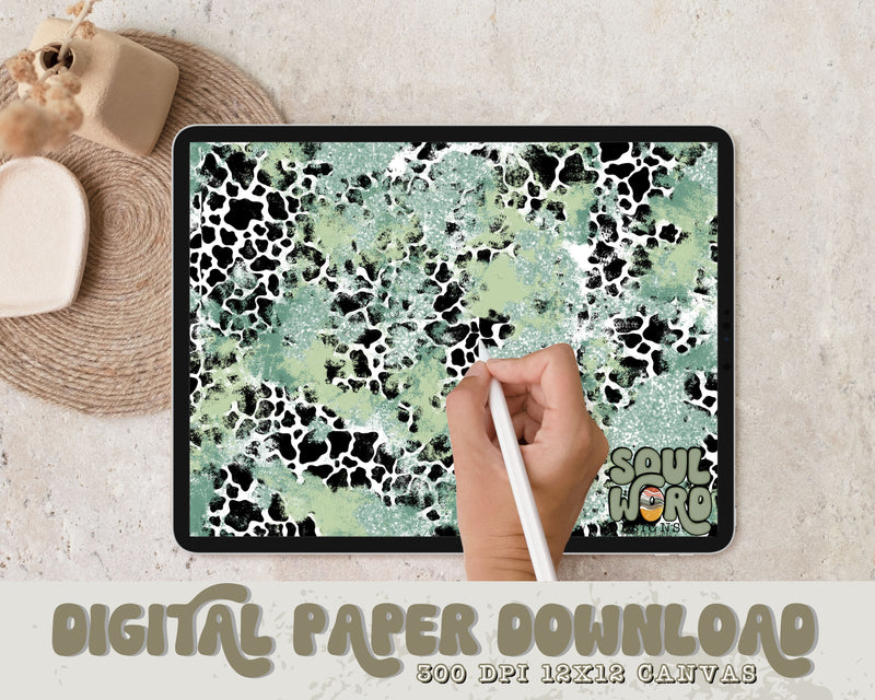 Green Hue Mashup 12x12 Digital Paper Design - DIGITAL DOWNLOAD
