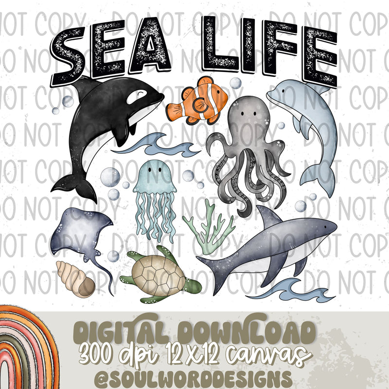 Sea Life Collage - DIGITAL DOWNLOAD