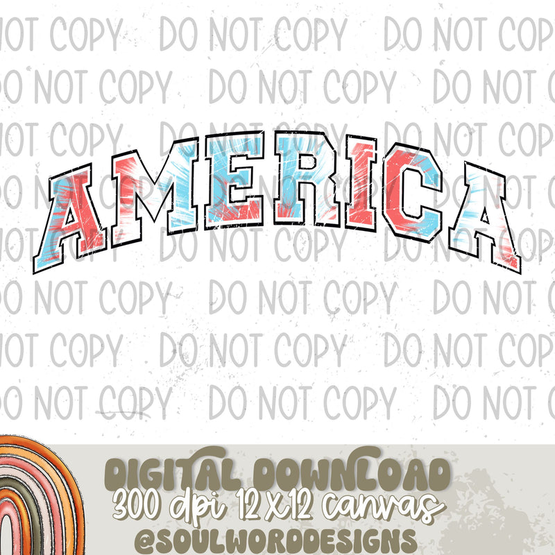 America Tie Dye Text - DIGITAL DOWNLOAD