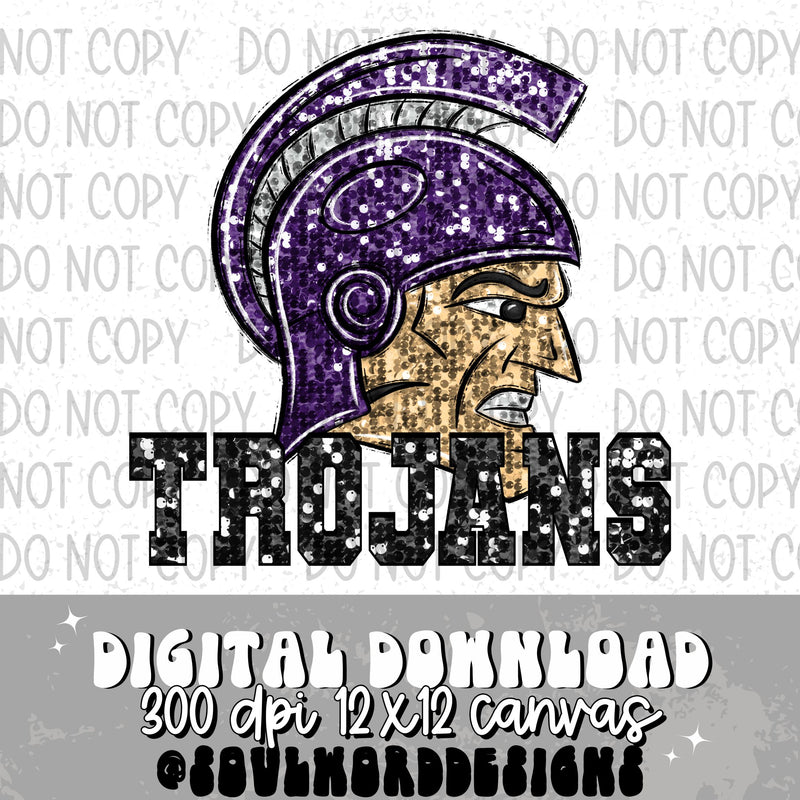 Trojans Sequin Mascot - DIGITAL DOWNLOAD