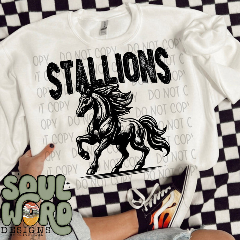 Stallions Mascot Black & White - DIGITAL DOWNLOAD