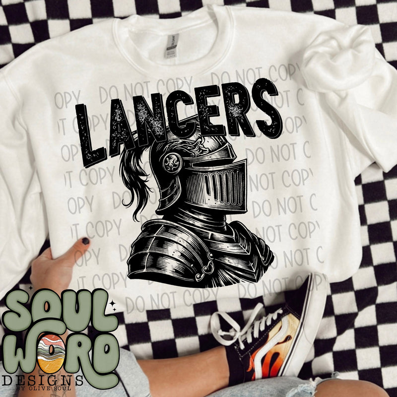 Lancers (knight) Mascot Black & White - DIGITAL DOWNLOAD
