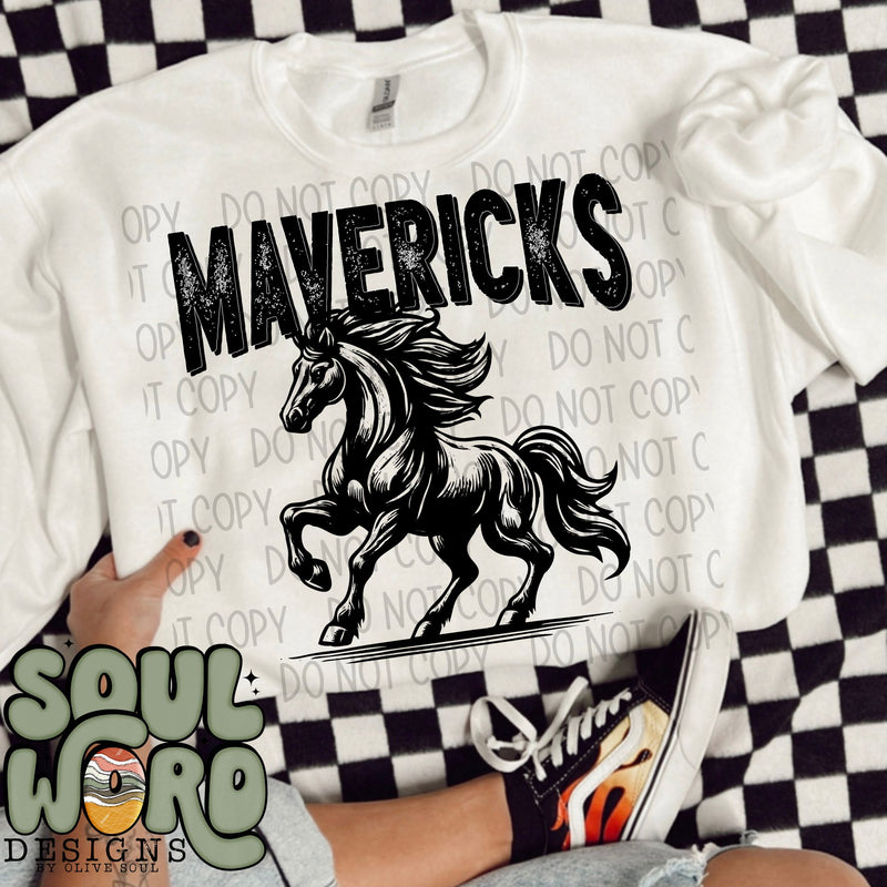 Mavericks (horse) Mascot Black & White - DIGITAL DOWNLOAD