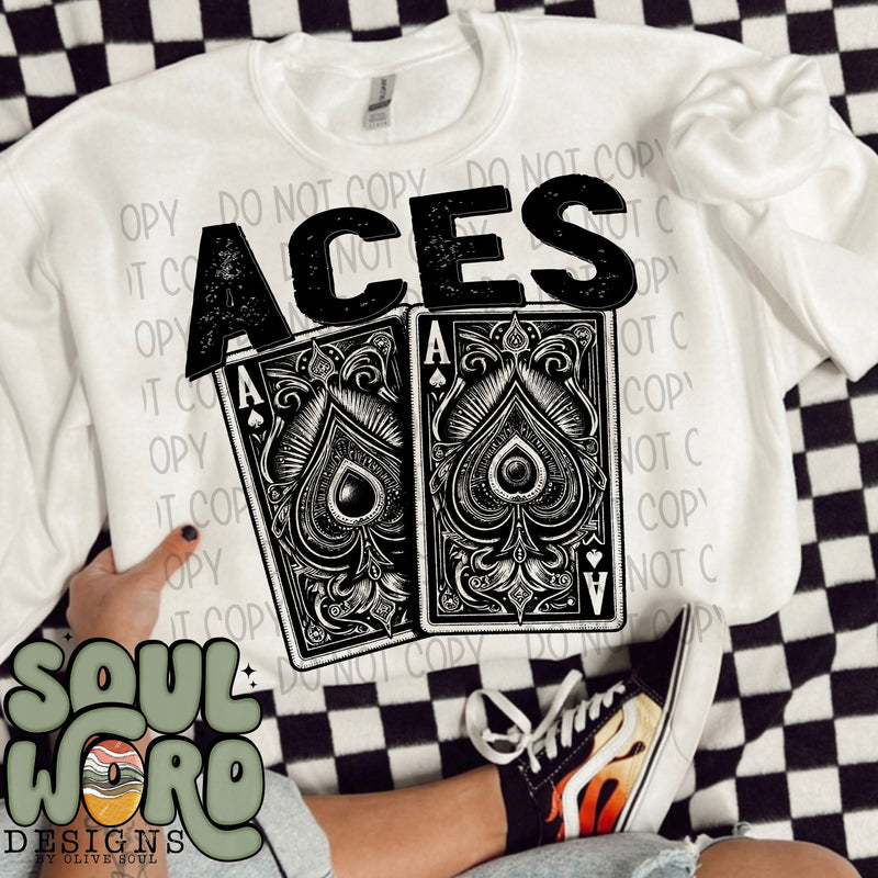 Aces Mascot Black & White - DIGITAL DOWNLOAD