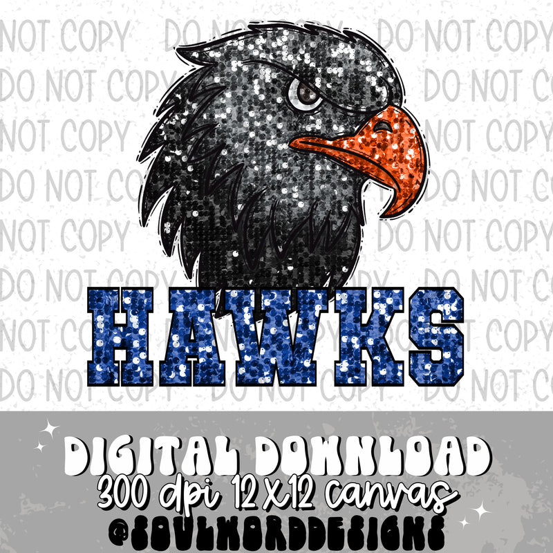 Hawks Sequin Mascot - DIGITAL DOWNLOAD