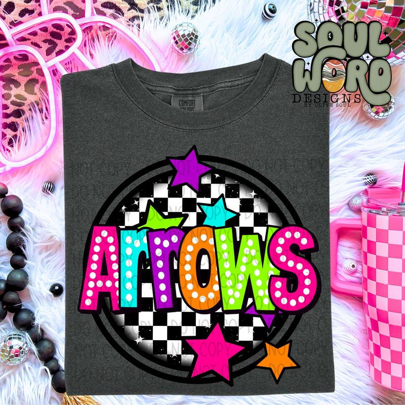 Arrows Neon Marquee Checker Circle Mascot  - DIGITAL DOWNLOAD