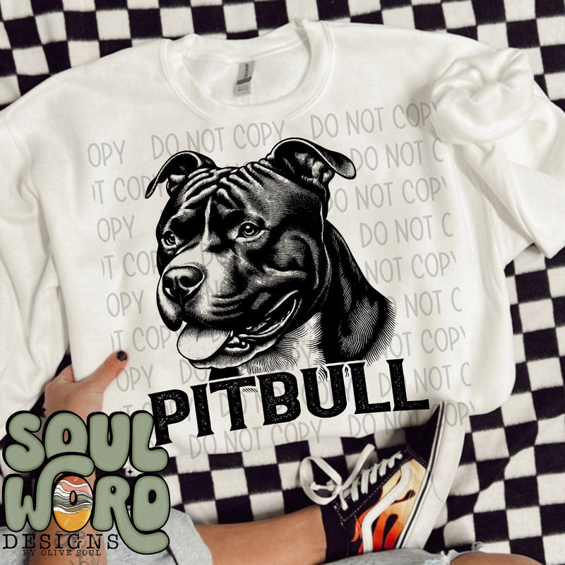 Pitbull Dog Portrait Single Color - DIGITAL DOWNLOAD